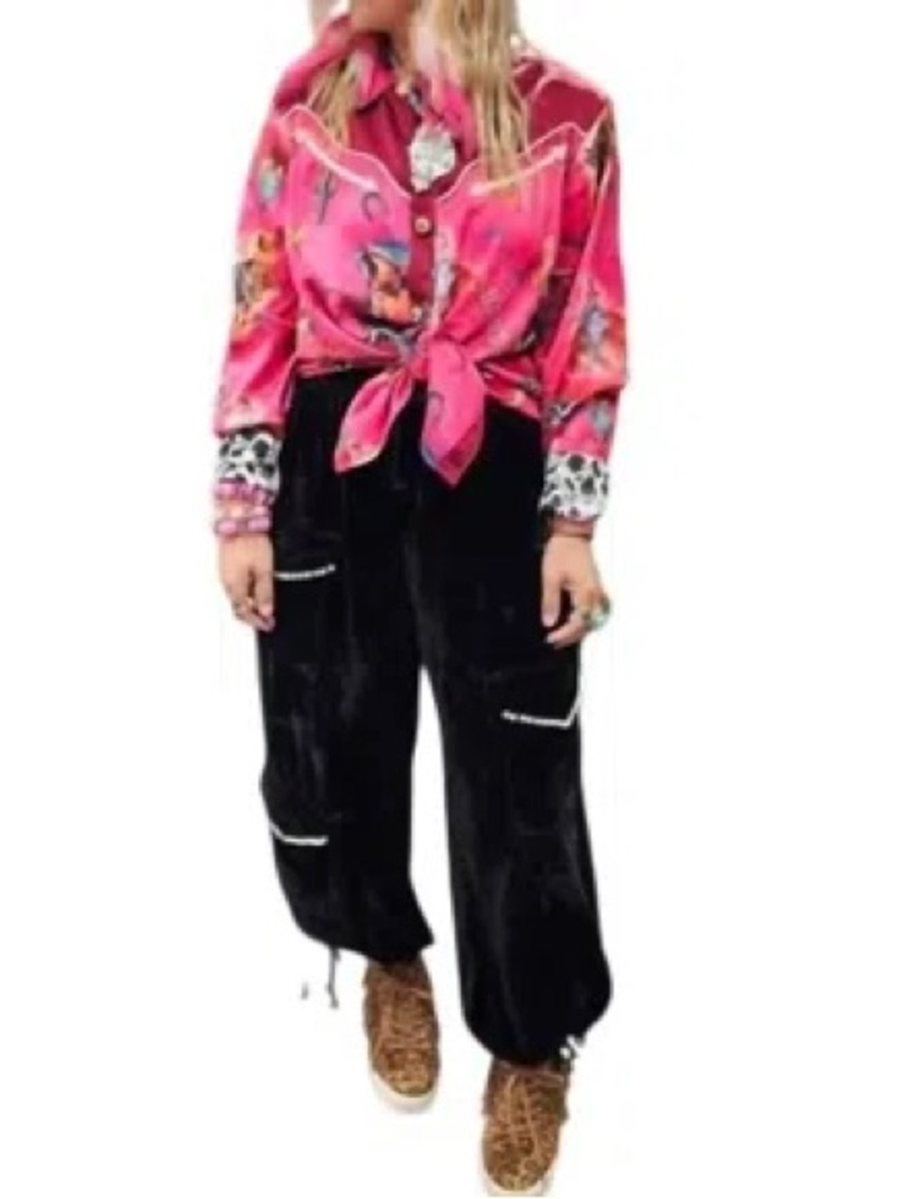 A Rare Bird Black Velvet & Pearls Genie Pants